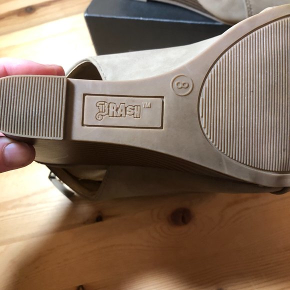 Brash Slingback Wedges- Open Toe Sandals faux suede/leather - Picture 5 of 12